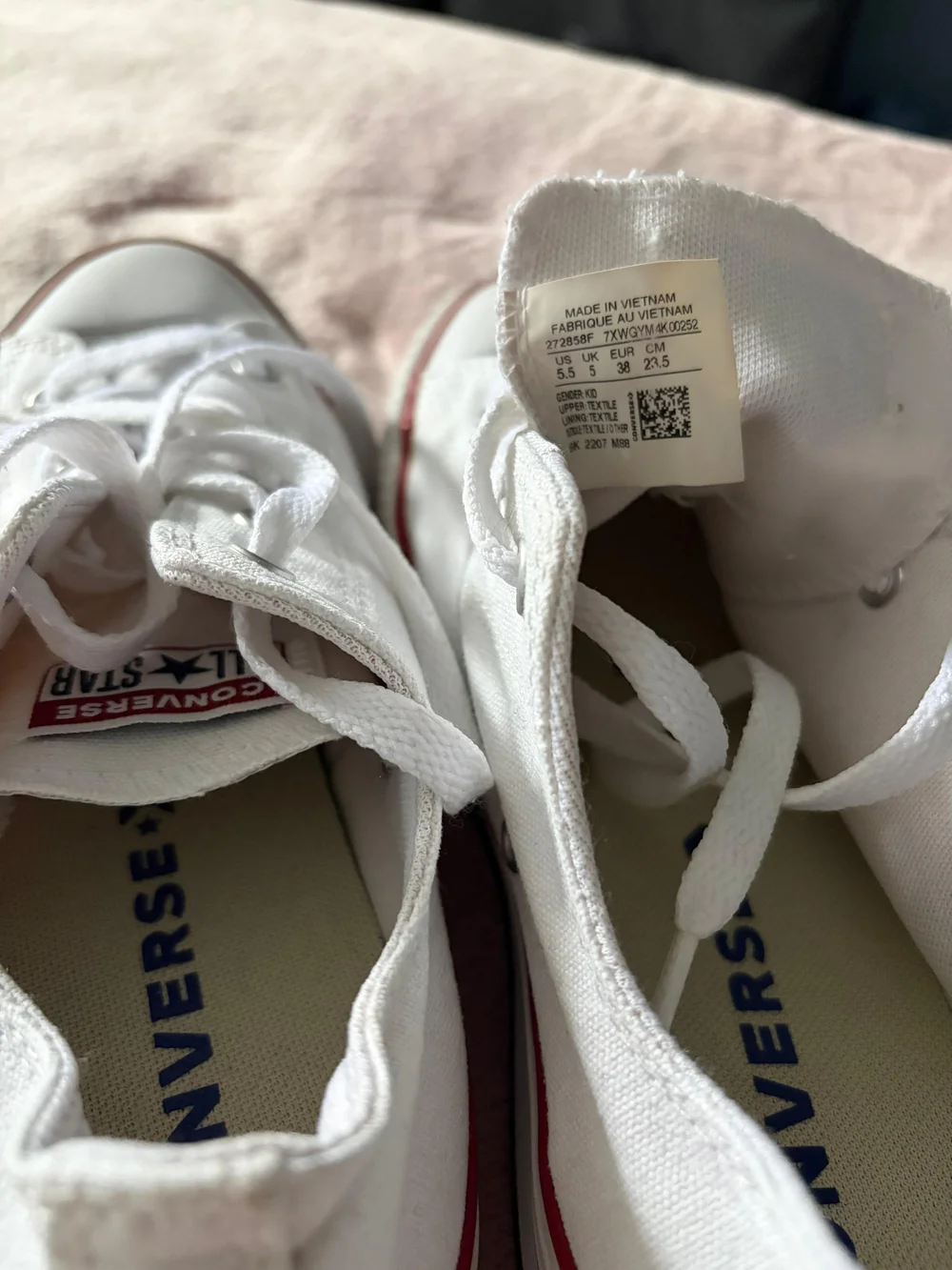 Converse All Star White Low Top Sneakers with Red Trim - Picture 5 of 7